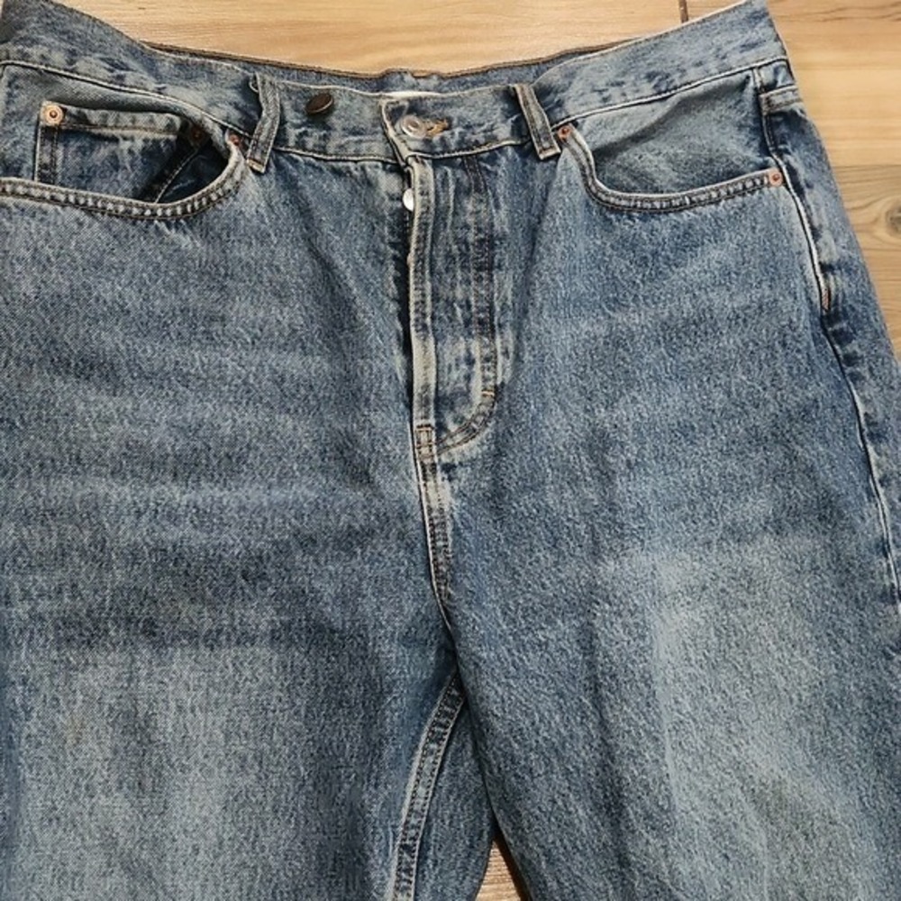 Topshop Dad Jeans Button Fly 34x32 Distressed Grunge Slouch Relaxed Dirty Work - Picture 4 of 7